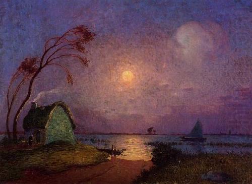 Cottage in the Moonlight in Briere, unknow artist